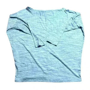 Athleta Flow Top Essence Spacedye Glacial Blue/Anthracite Grey Size Large